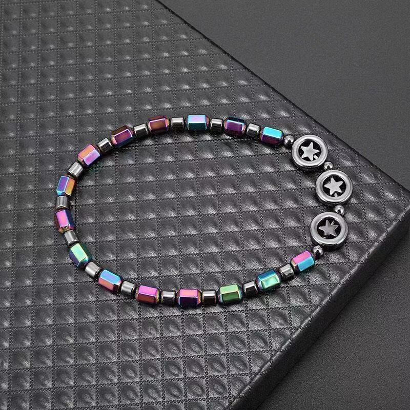 Gelang Kaki Manik-Manik Batu Gallstone Hitam Aksen Bintang Gaya Vintage Untuk Terapi Kesehatan