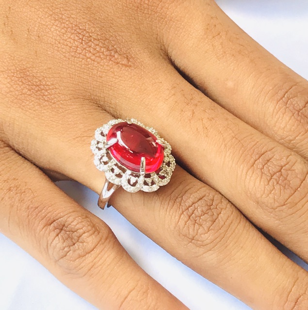 Cincin wanita //cincin batu ruby siam natural//perhiasan wanita //cincin