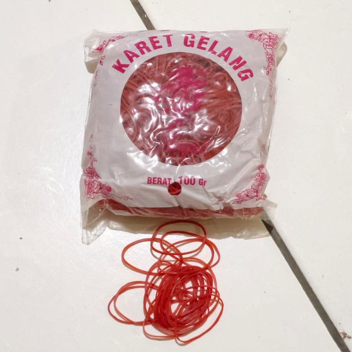 karet gelang merah kecil/ karet gelang isi 100 gram