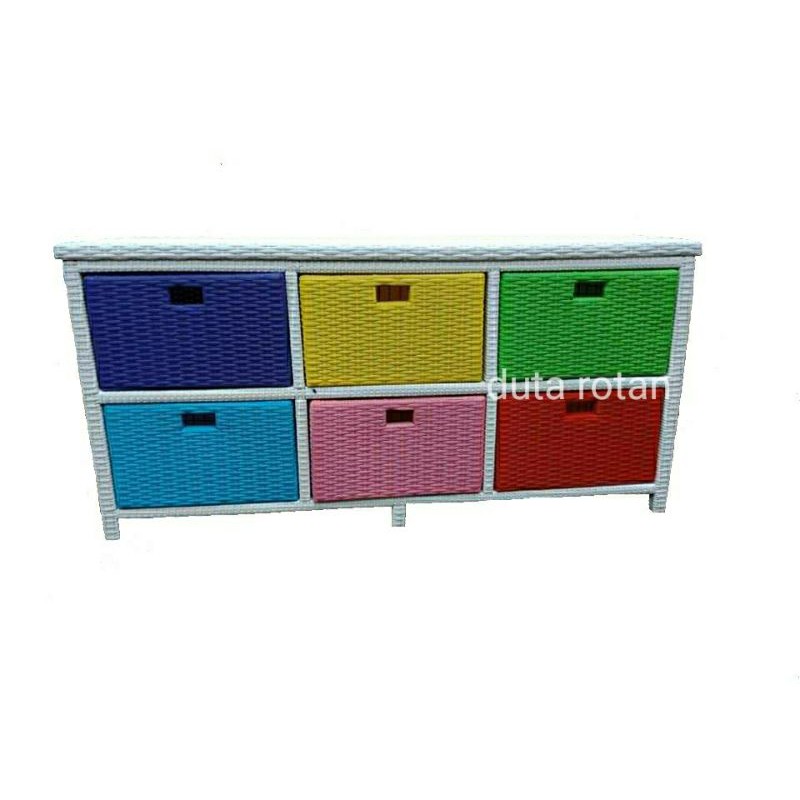 Lemari rotan sintetis 6 laci