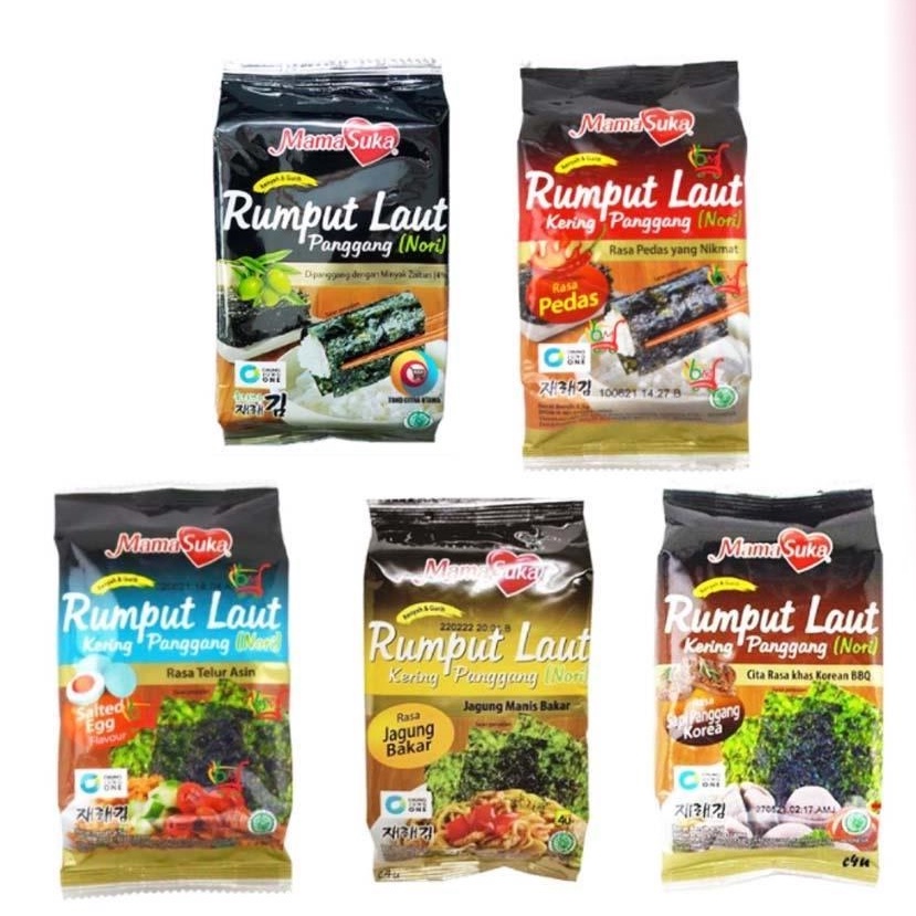 

Mama Suka Rumput Laut Kering Panggang Roasted Nori Seaweed All Varian 4.5g