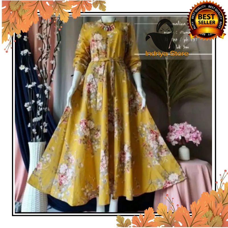 Gamis Wanita Motif Bunga Bangkok Terbaru Baju Gamis Katun Gamis Katun Terlaris Fashion Muslimah Masa