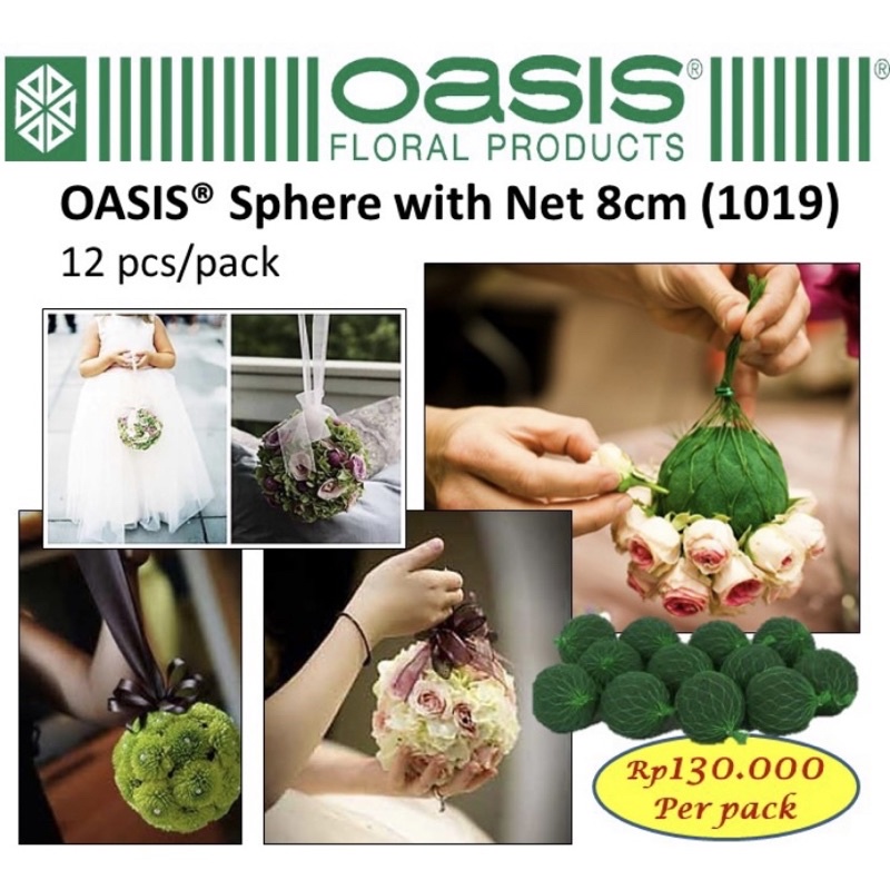 OASIS Sphere With Net 8cm kode 1019 isi 12pcs Foam bunga basah bentuk bulat Oasis Bulat oasis basah 