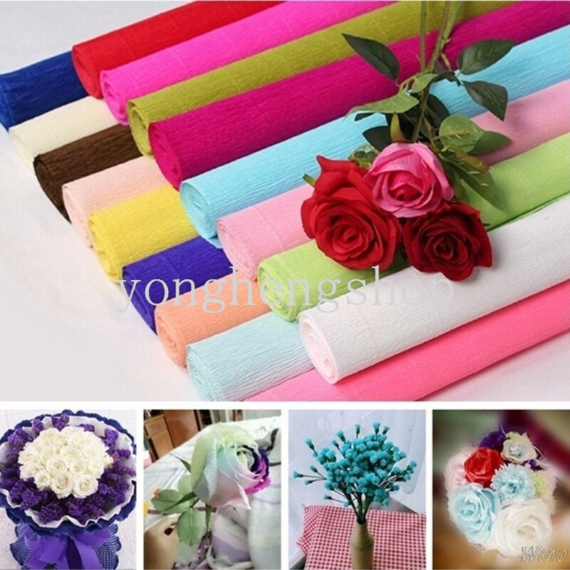 1 Roll Kertas Krep Pembungkus Bunga Handmade DIY Warna-Warni Untuk Dekorasi Pesta Pernikahan