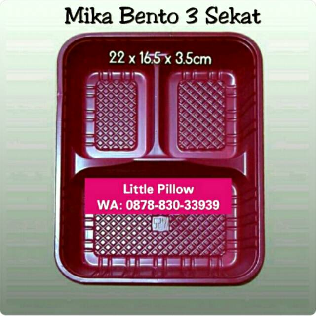 (ISI 25PCS) Bento Box 3 Sekat/Mika Bento 3 Sekat/Kotak