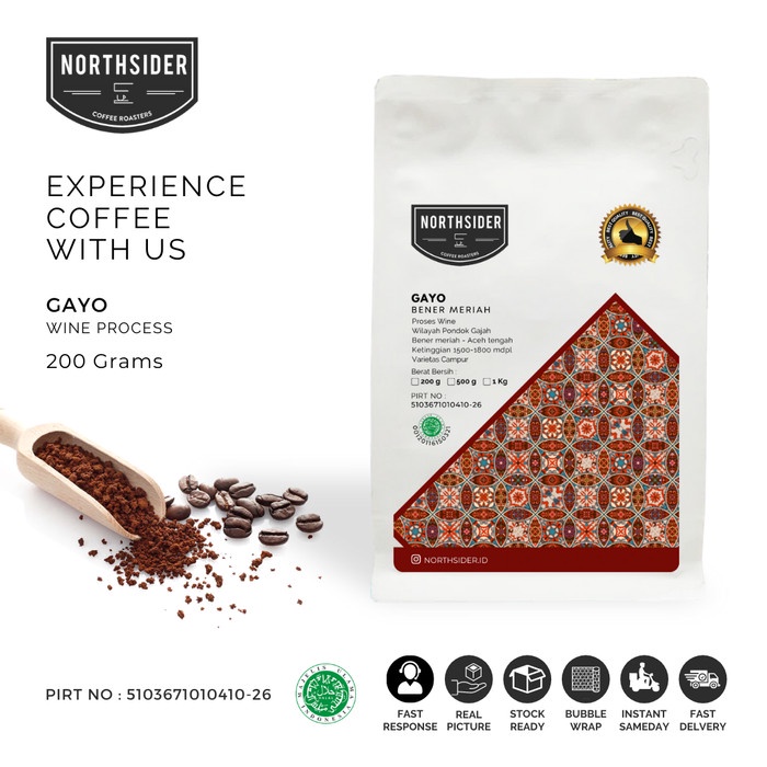 

t01thy Biji Kopi Arabika Gayo Wine Natural - 200Gr Northsider Coffee - Biji Kopi Ds20X11