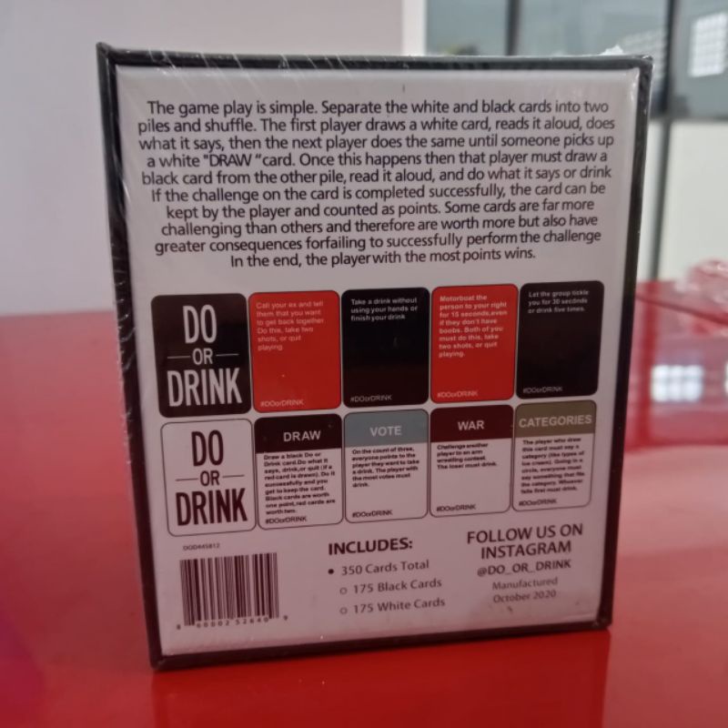 do or drink (win or blackout) board game