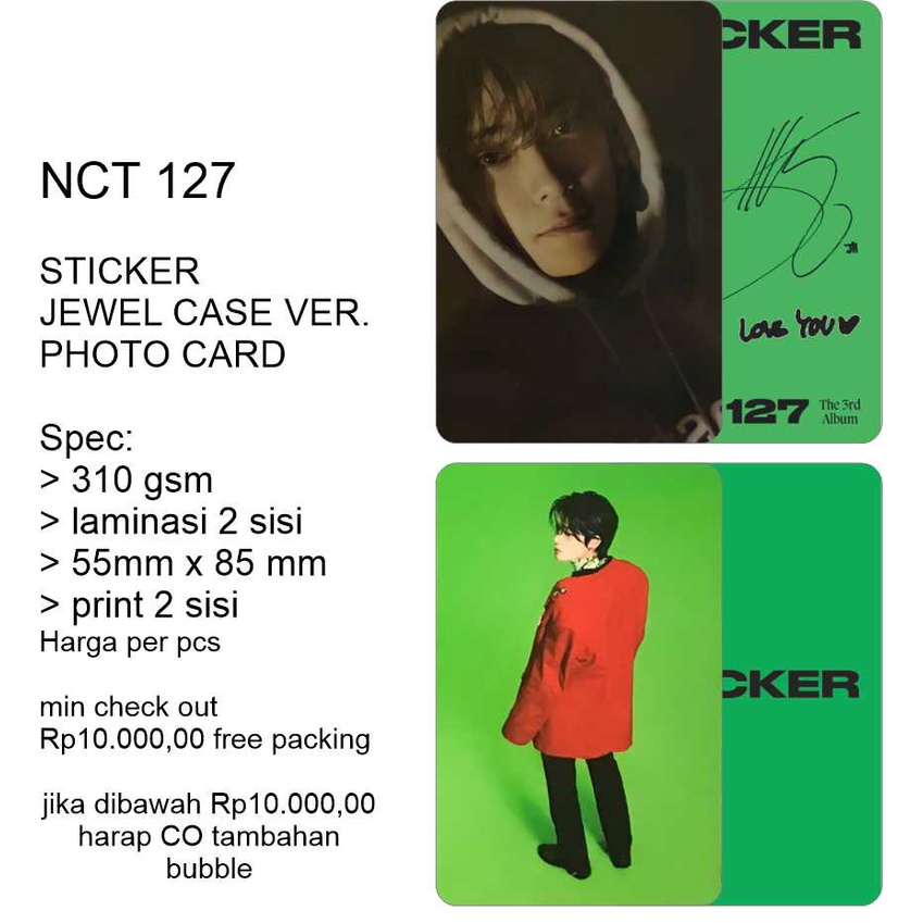 photocard NCT 127 STICKER JEWEL VER. Unofficial [BISA DI SCAN]