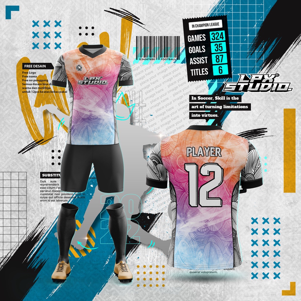 Jersey Futsal Custom Rainbow Kick Free Name Se