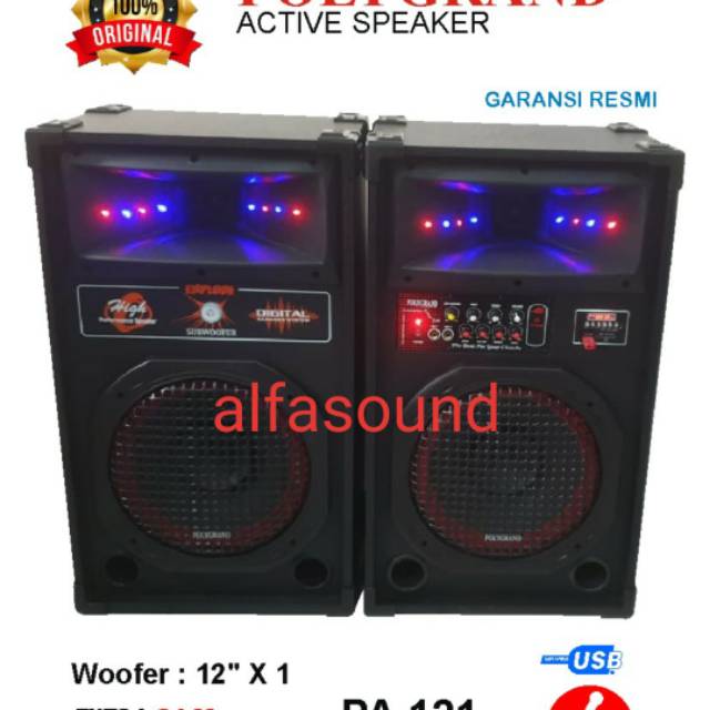 Speaker Aktif Murah Polygrand 12 Inch PA 121 USB Subwoofer Bass PA121