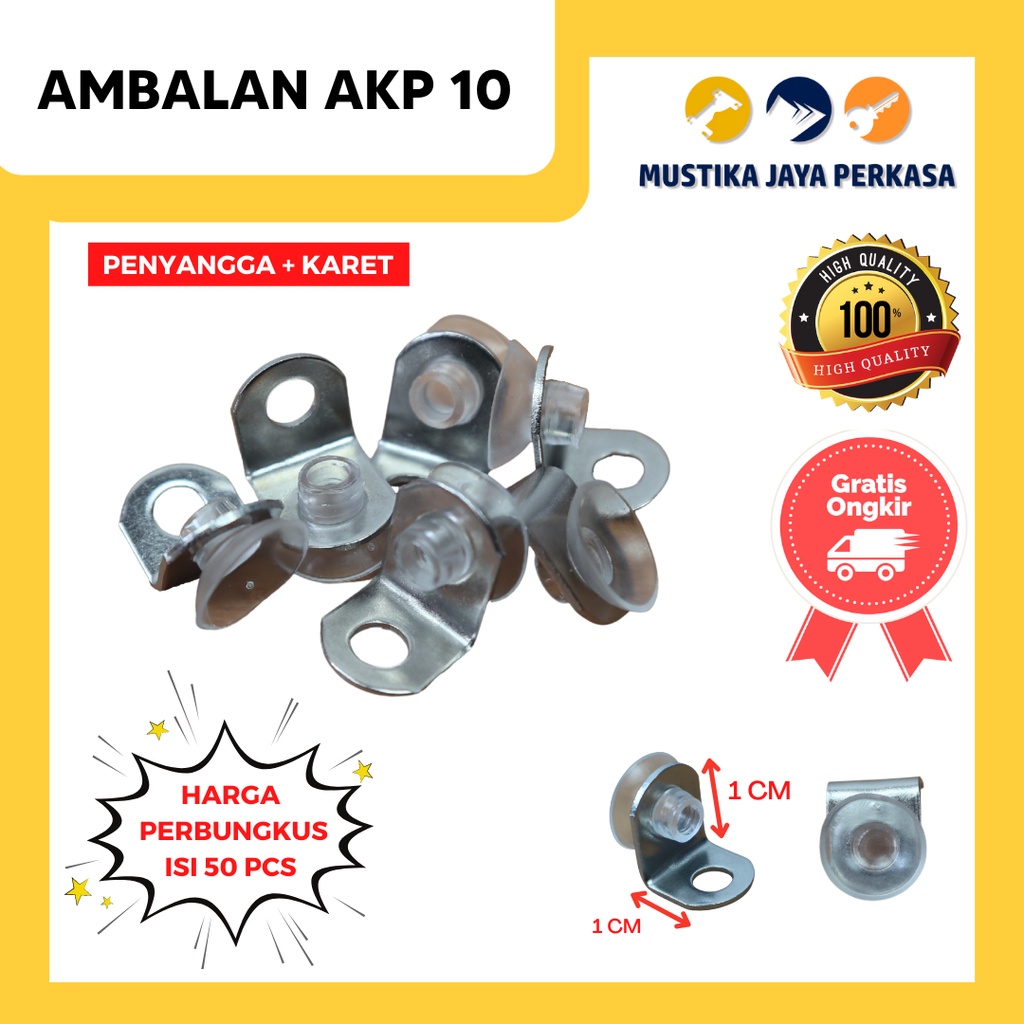 (50 Pcs) Hambalan Siku AKP-10 Ambalan Siku L Kaca Laci Tatakan Dudukan Besi Kayu