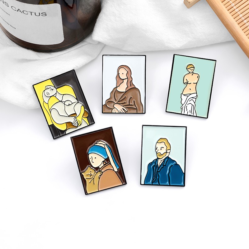 Bros Pin Desain Kartun Lukisan Minyak Van Gogh Venus Bahan Kanvas Untuk Hadiah Teman