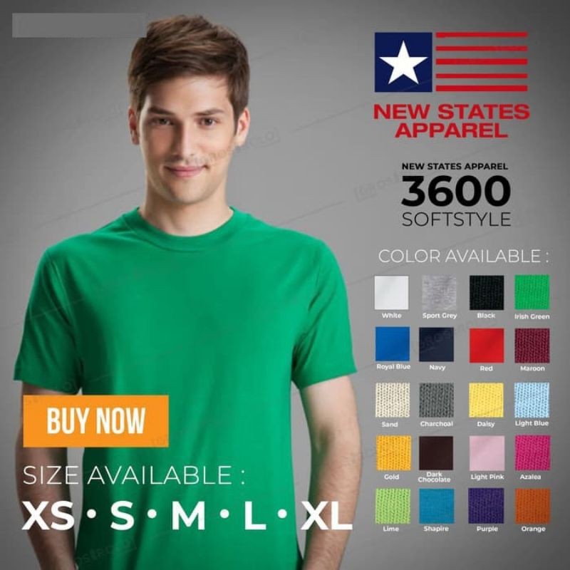 Kaos Polos Cotton Combed 30s NSA New State Apparel Soft Tee