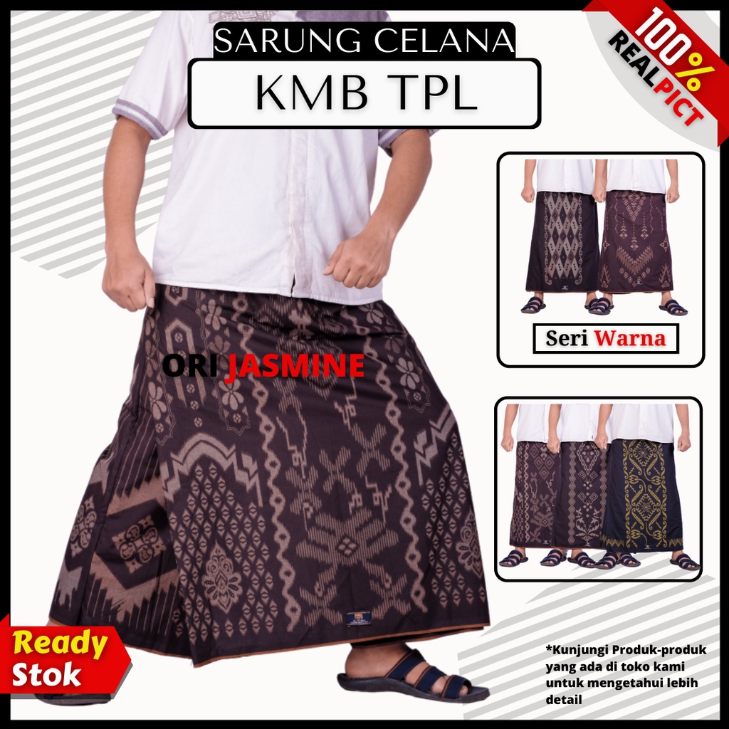 Sarung celana dewasa muslim jumbo hitam motif batik kembang pria murah