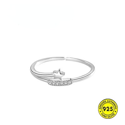 Cincin Model Terbuka Desain Meteor Bahan S925 Silver