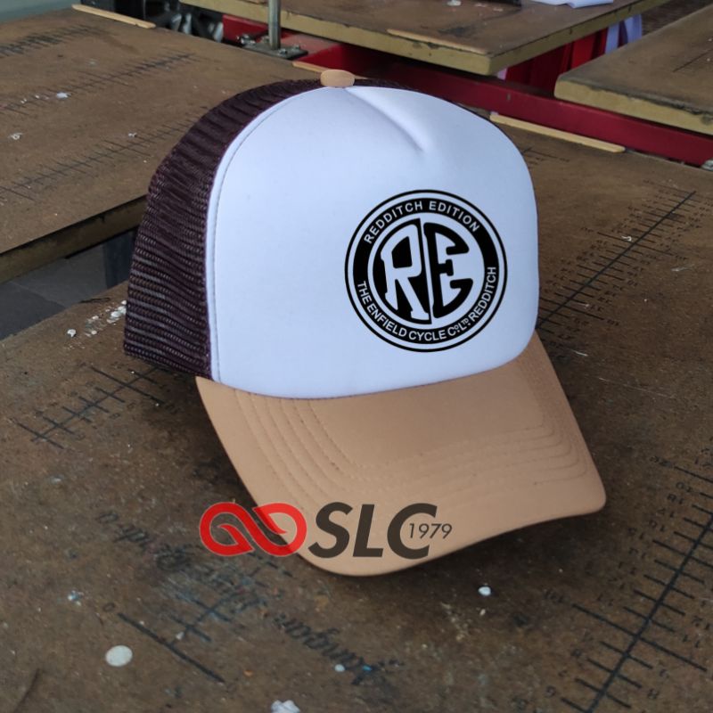 TOPI JARING TRUCKER HAT CAP PREMIUM ROYAL ENFIELD CUSTOM LOGO SENDIRI