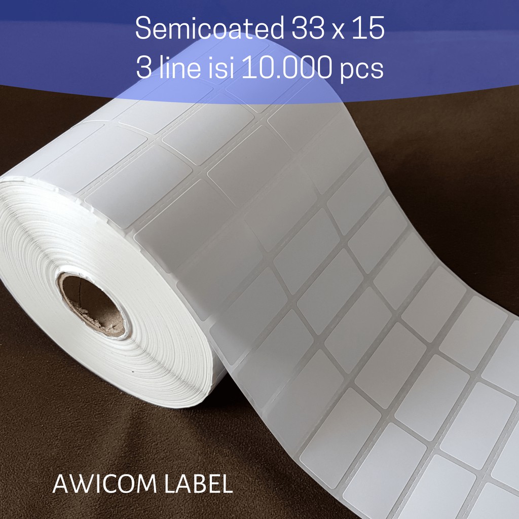 

bib Label Barcode Semicoated 33x15 33 x 15 mm 3 core 1" isi 10