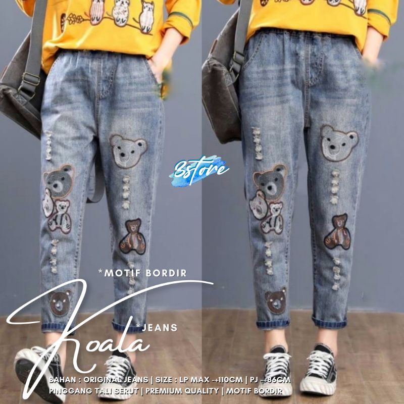 CELANA JEANS WANITA IMPORT // KOALA JEANS BORDIR PREMIUM