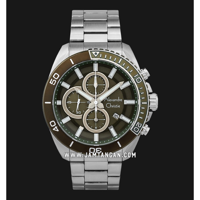 Alexandre Christie AC 6543 MC BTZGN Chronograph Men Green Dial Stainless Steel Strap