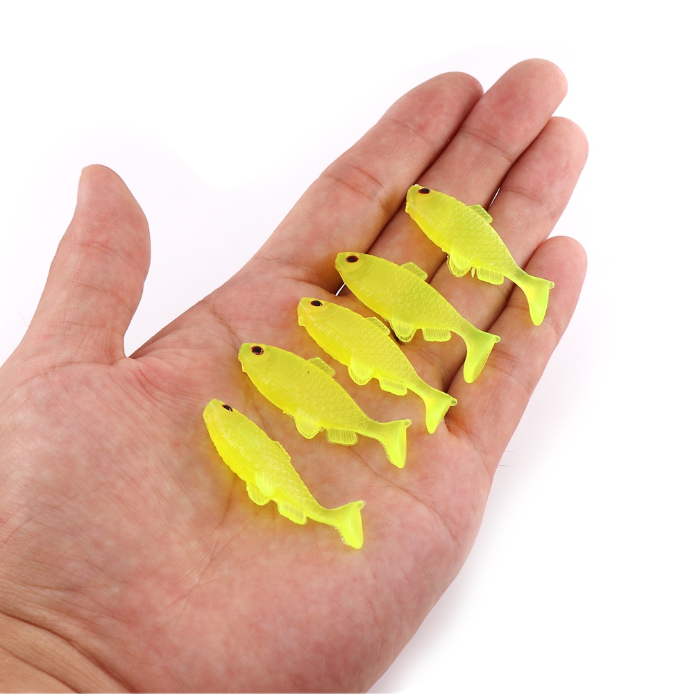 Umpan Pancing Soft Bait Bentuk Ikan Imitasi Ukuran 4.6cm / 2g Warna Kuning