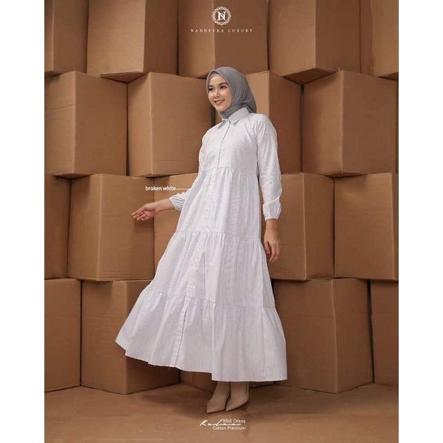 BAYAR COD KALAA MIDI DRESS BW NADHEERA LUXURY BAJU GAMIS WANITA MODERN TERLARIS TERMURAH TERBARU MOT