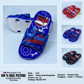 Sandal Selop anak laki laki motif tayo terbaru 1 8 tahun Sandal Selop anak laki laki motif tayo terbaru 1 8 tahun