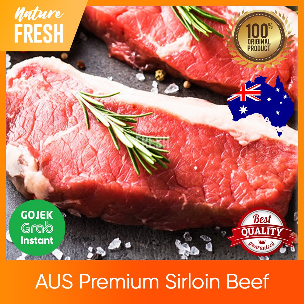 Daging Sapi AUS Sirloin Striploin Premium Grade - Australia Beef Steak Impor Kemasan 200g