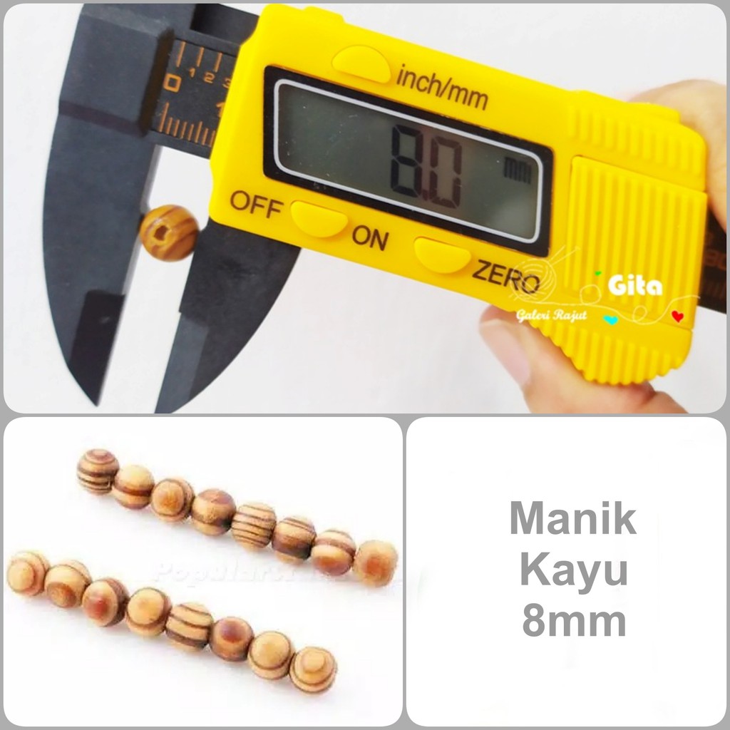 Manik Kayu 8mm Lusinan