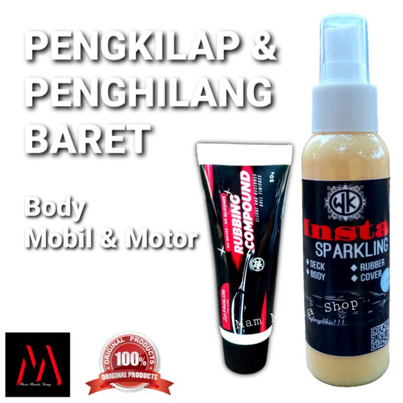 Penghilang Baret Rubbing Compound &amp; Insta Sparkling/ Pengkilap Motor/Pengkilap Mobil