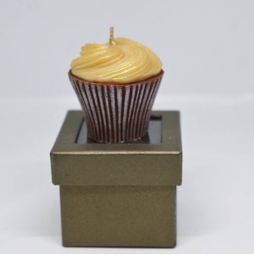"Single Cupcake" Balinese Art Carved Candle with Aromatherapy Scent