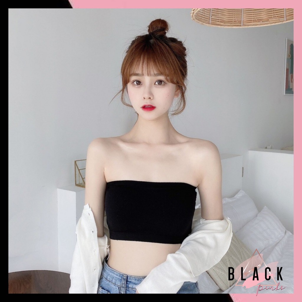 Blackpink Bra Kemben Seamless Tanpa Tali Anti Slip Pakaian Dalam BH Wanita 1172