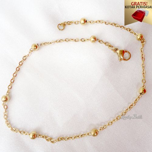 Lovelybutik - Gelang Kaki Dewasa Titanium Anti Karat K4rnina Gelang Kaki Wanita Titanium Model Rantai Biji Lada BONUS TEMPAT PERHIASAN