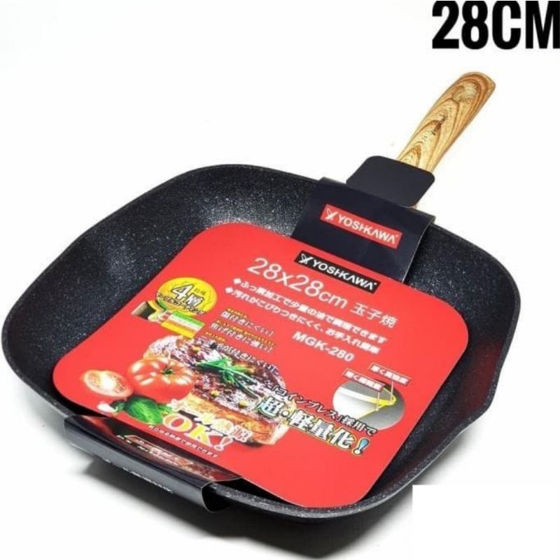 Yoshikawa Grill Pan Marble Induksi Anti Lengket Yoshikawa 28cm