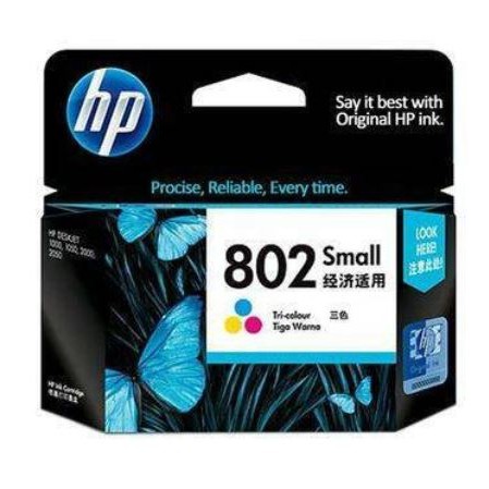 ink cartridge hp 802 colour small ch562zz for printer 1000 1010 1050 1500 2050 2000 3050 series - Tinta color tiga warna