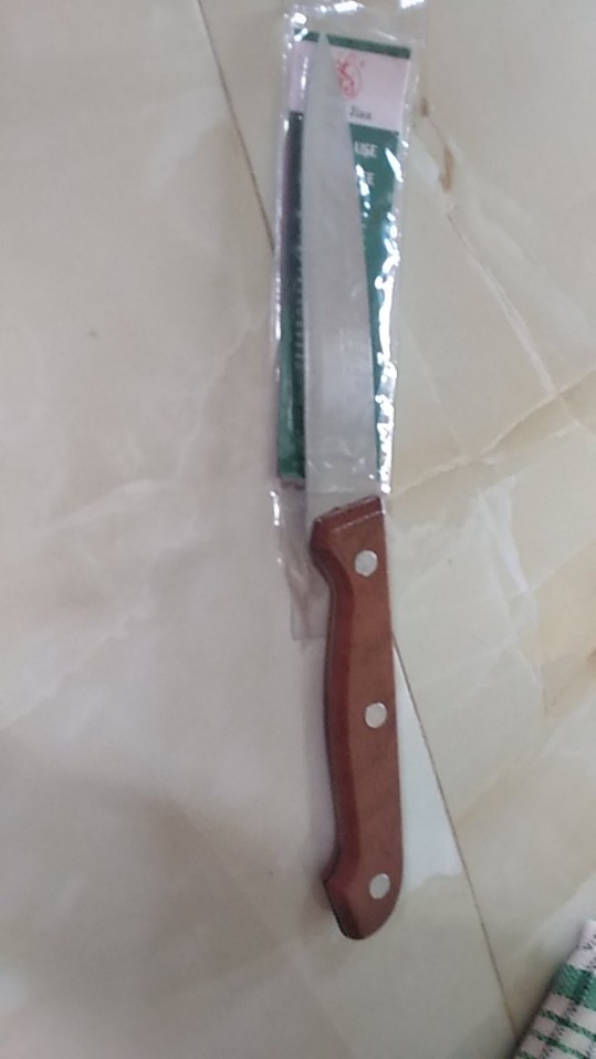 Pisau Dapur Stainless Steel Gagang Corak Lancip Kayu / Kitchen Knife 28cm