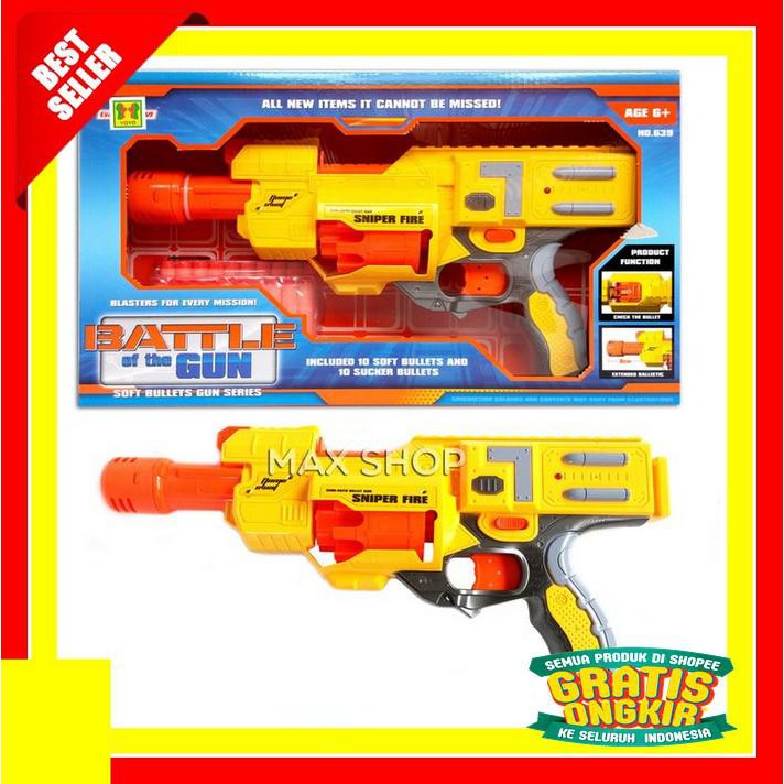 BATTLE OF THE GUN SENJATA SOFT BULLET MAINAN ANAK PISTOL REPLIKA NERF EXCLUSIVE