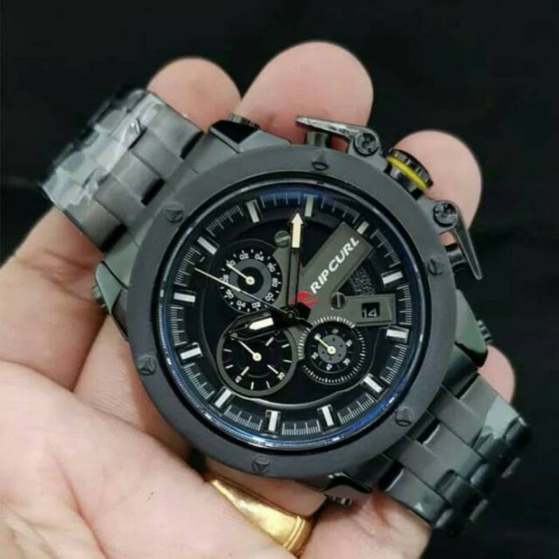 Jam Tangan Pria Ripcurl 5252 Rantai Premium Crono Tanggal Aktif - Free Box Batre Cadangan Original