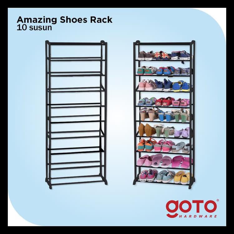 Amazing Portable Shoe Rack Rak Sepatu Lipat 10 Tingkat Susun Murah Putih Kode 1155 Shopee Indonesia