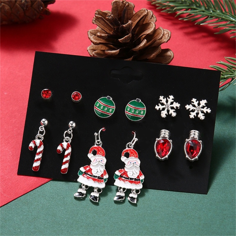 Zzz 6 Pasang / Set Anting Tusuk / Stud Bentuk Snowflake / Bulan Sabit / Bintang / Lampu Untuk Wanita