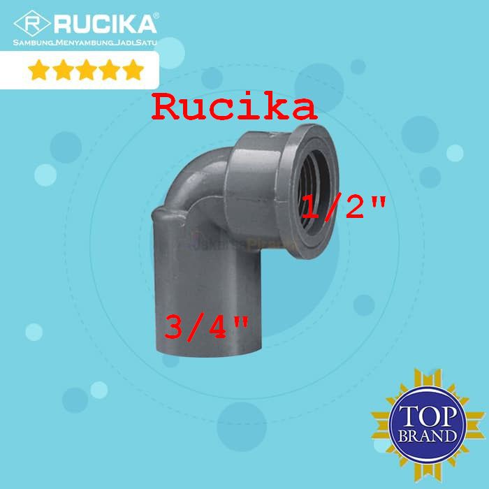 Faucet knee, knie , L-bow / knee drat dalam 3/4&quot; x 1/2&quot; rucika