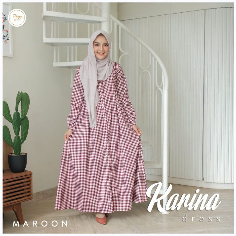 GAMIS DAILY KARINA DRESS  BY DHIYA HIJAB GAMIS KOTAK KOTAK