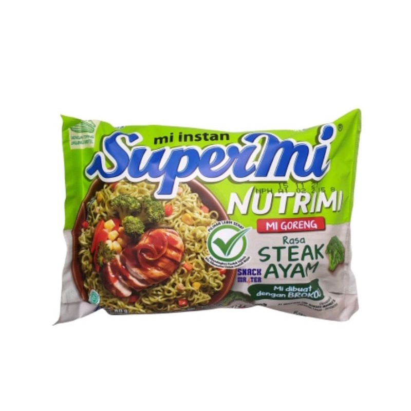 Supermi Nutrimi Brokoli & Steak Ayam 80 gr - mie instan goreng