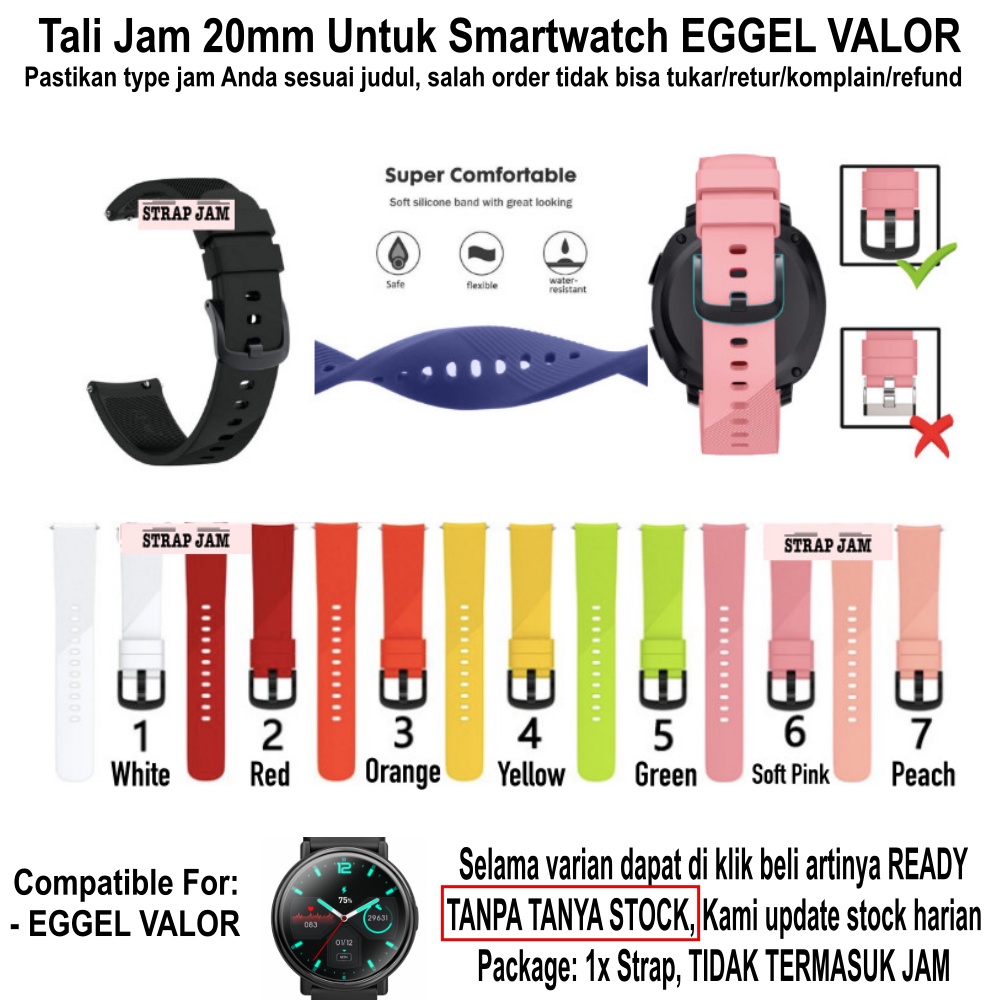 RTS Tali Jam Eggel Valor - Strap 20mm Silikon Rubber Dengan Buckle Hitam