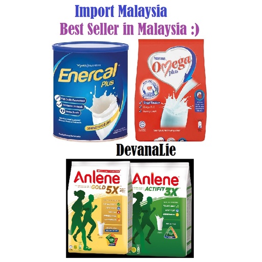 

READY STOCK Susu Omega Plus Enercal Plus Anlene Regular Anlene Gold 45+ 51+ Milk Powder Malaysia