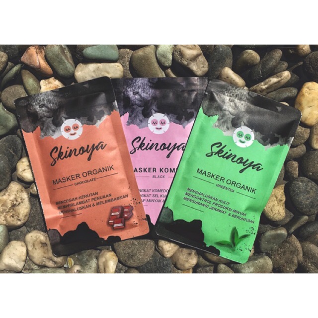Masker komedo organik, masker organik greentea, masker organik coklat