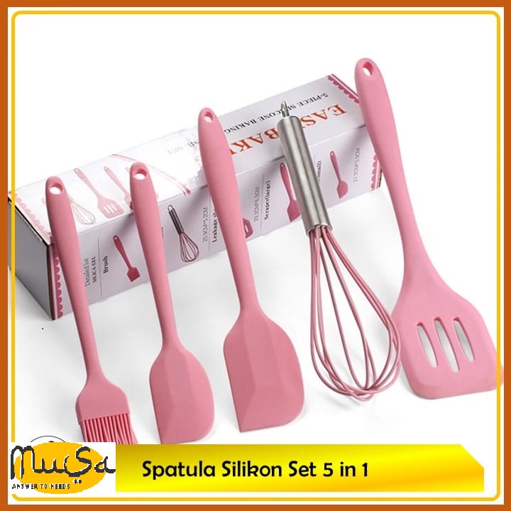 Spatula Set 5 in 1 - Spatula Silikon Tahan Panas Sotil Silikon Set - Sutil Silikon Tahan Panas Murah