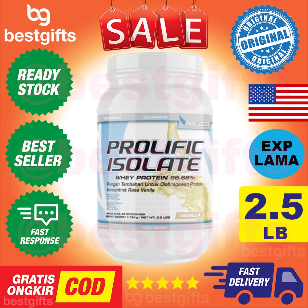 GNC SDC G6 PROLIFIC ISOLATE VANILLA PROTEIN WHEY SUSU SOY SUGAR FAT FREE AMINO BCAA VANILA 2.5 LB