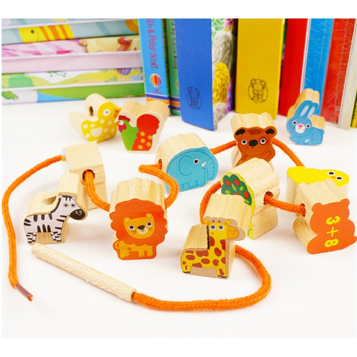 Mainan Edukasi KALUNG Puzzle Kayu / Mainan Membuat Kalung Anak Menarik / Mainan Meronce Kalung Anak
