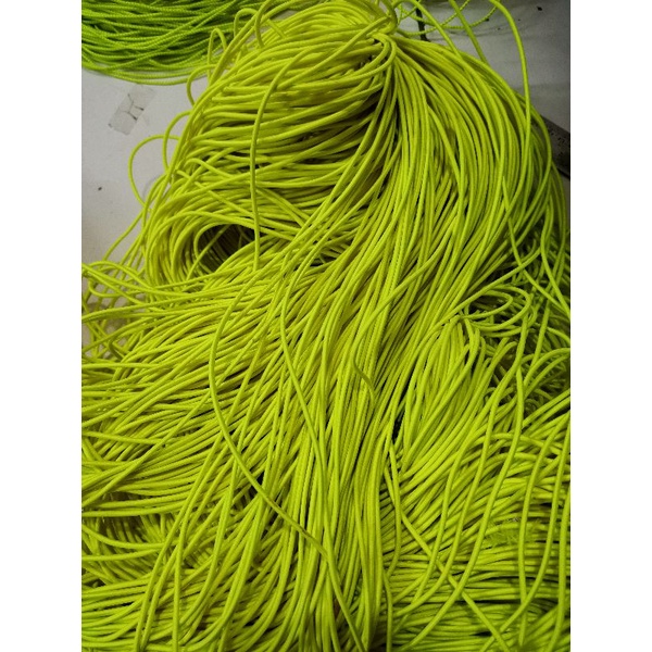 tali bulat elastis tali string elastis/tali karet bulat  3mm 13 warna( permeter)-Hijau pucuk pisang