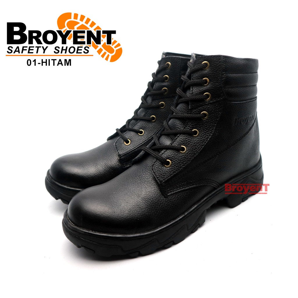 Sepatu Safety Pria Boots Tali Kulit Sapi High Quality 01H